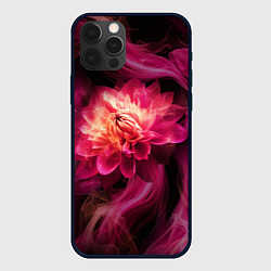 Чехол для iPhone 12 Pro Max Розовый цветок в огне - нейросеть, цвет: 3D-черный