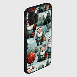 Чехол для iPhone 12 Pro Max Рождественский узор с Санта Клаусами, цвет: 3D-черный — фото 2