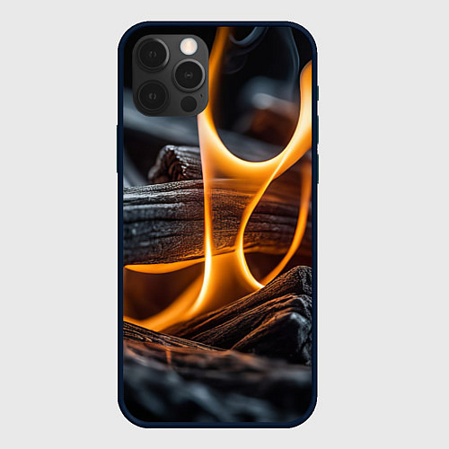 Чехол iPhone 12 Pro Max Дрова в костре - нейросеть / 3D-Черный – фото 1