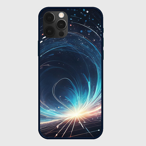 Чехол iPhone 12 Pro Max Космический абстрактный узор - нейросеть / 3D-Черный – фото 1