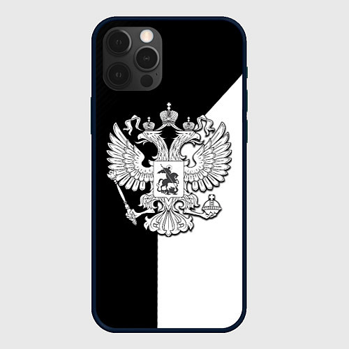 Чехол iPhone 12 Pro Max Спортивная геометрия герб россии / 3D-Черный – фото 1