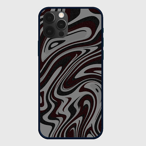 Чехол iPhone 12 Pro Max Абстракция тёмно-серый с красным / 3D-Черный – фото 1
