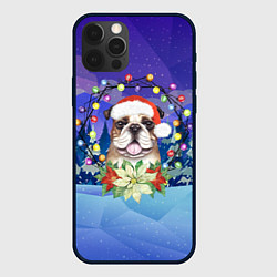 Чехол для iPhone 12 Pro Max Новогодний пёс, цвет: 3D-черный