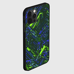 Чехол для iPhone 12 Pro Max Киберпанк линии зелёные и синие, цвет: 3D-черный — фото 2