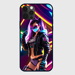 Чехол для iPhone 12 Pro Max Cool girl - cyberpunk - neon glow, цвет: 3D-черный