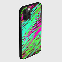 Чехол для iPhone 12 Pro Max Разноцветные брызги зелёные и розовые, цвет: 3D-черный — фото 2