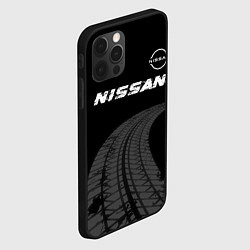 Чехол для iPhone 12 Pro Max Nissan speed на темном фоне со следами шин: символ, цвет: 3D-черный — фото 2