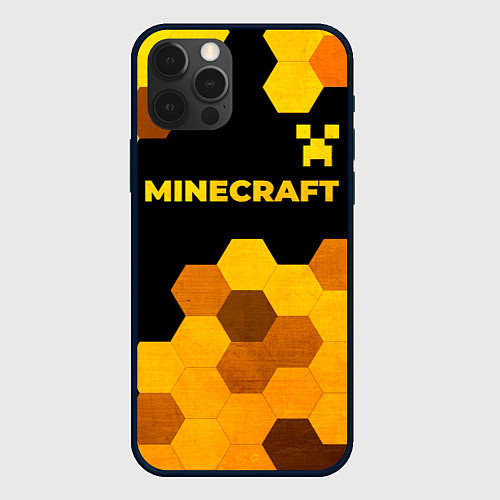 Чехол iPhone 12 Pro Max Minecraft - gold gradient: символ сверху / 3D-Черный – фото 1