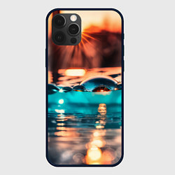 Чехол для iPhone 12 Pro Max Поверхность воды на закате макро, цвет: 3D-черный