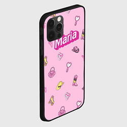 Чехол для iPhone 12 Pro Max Имя Мария в стиле барби - розовый паттерн аксессуа, цвет: 3D-черный — фото 2