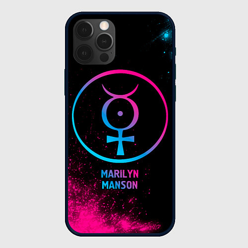 Чехол iPhone 12 Pro Max Marilyn Manson - neon gradient / 3D-Черный – фото 1