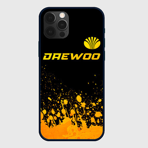 Чехол iPhone 12 Pro Max Daewoo - gold gradient: символ сверху / 3D-Черный – фото 1