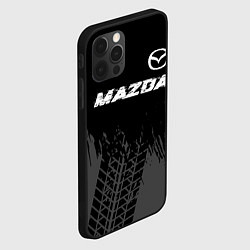 Чехол для iPhone 12 Pro Max Mazda speed на темном фоне со следами шин: символ, цвет: 3D-черный — фото 2