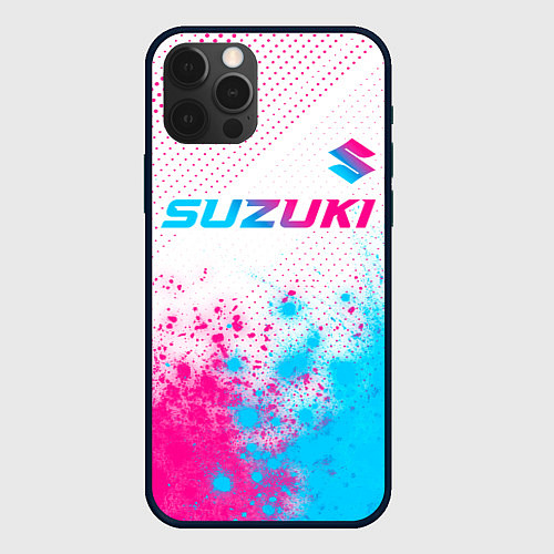 Чехол iPhone 12 Pro Max Suzuki neon gradient style: символ сверху / 3D-Черный – фото 1