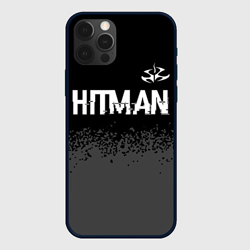 Чехол iPhone 12 Pro Max Hitman glitch на темном фоне: символ сверху / 3D-Черный – фото 1