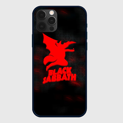Чехол iPhone 12 Pro Max Black Sabbath краски метал / 3D-Черный – фото 1