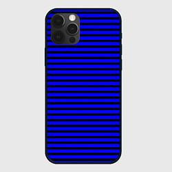 Чехол для iPhone 12 Pro Max Ультрамариновый в чёрную полоску, цвет: 3D-черный