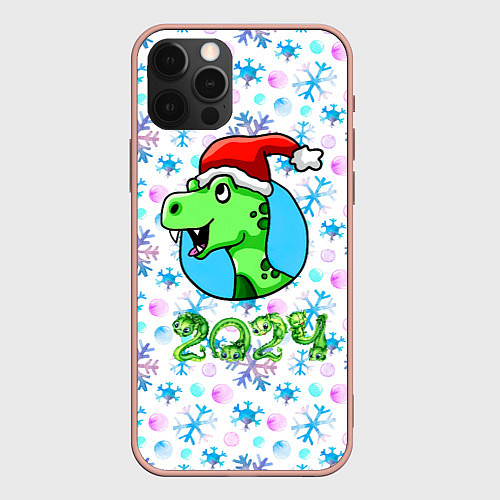 Чехол iPhone 12 Pro Max Год дракона 2024 / 3D-Светло-розовый – фото 1