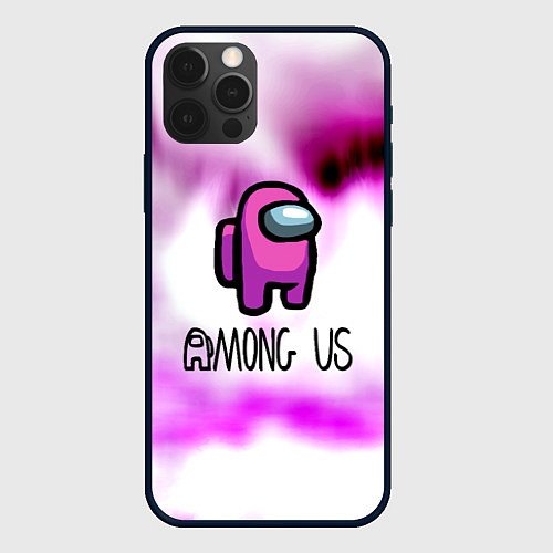 Чехол iPhone 12 Pro Max Among us game pink / 3D-Черный – фото 1