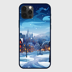 Чехол для iPhone 12 Pro Max Новогодний город, цвет: 3D-черный