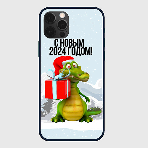 Чехол iPhone 12 Pro Max С новым 2024 годом / 3D-Черный – фото 1