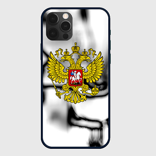 Чехол iPhone 12 Pro Max Герб РФ черно белый / 3D-Черный – фото 1