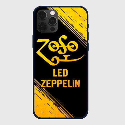 Чехол iPhone 12 Pro Max Led Zeppelin - gold gradient / 3D-Черный – фото 1