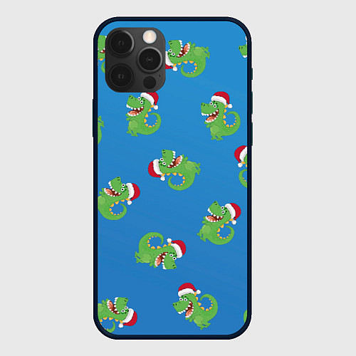 Чехол iPhone 12 Pro Max Новогодний дракончик / 3D-Черный – фото 1