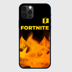 Чехол для iPhone 12 Pro Max Fortnite - gold gradient: символ сверху, цвет: 3D-черный