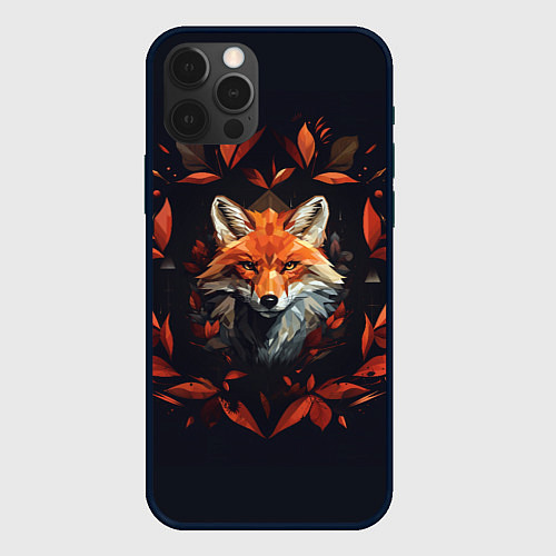 Чехол iPhone 12 Pro Max Арт осенняя лиса / 3D-Черный – фото 1