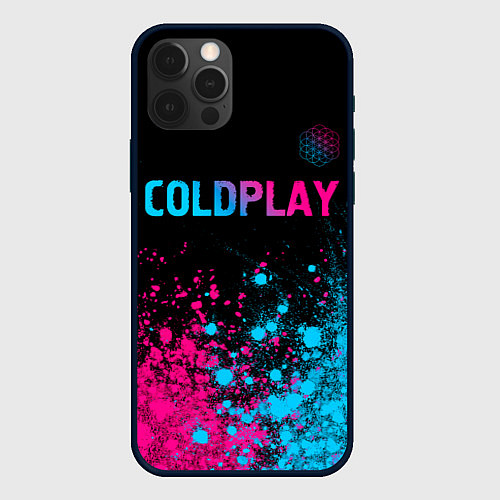 Чехол iPhone 12 Pro Max Coldplay - neon gradient: символ сверху / 3D-Черный – фото 1