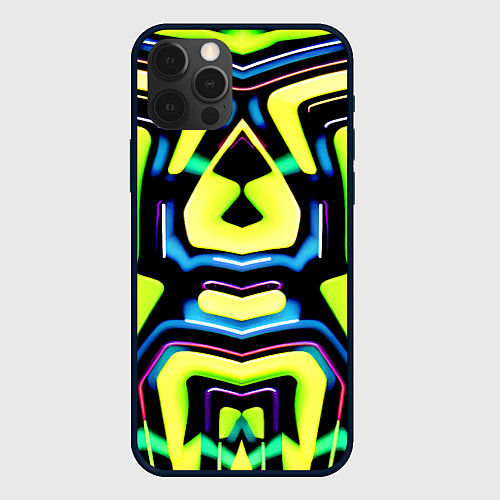 Чехол iPhone 12 Pro Max Mirror abstract composition - неон / 3D-Черный – фото 1