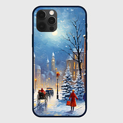 Чехол для iPhone 12 Pro Max Новогодний городской пейзаж, цвет: 3D-черный