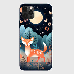 Чехол для iPhone 12 Pro Max Лисичка в осеннем лесу фолк-арт, цвет: 3D-черный