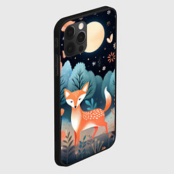 Чехол для iPhone 12 Pro Max Лисичка в осеннем лесу фолк-арт, цвет: 3D-черный — фото 2