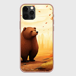 Чехол iPhone 12 Pro Max Мишка в осеннем лесу фолк-арт