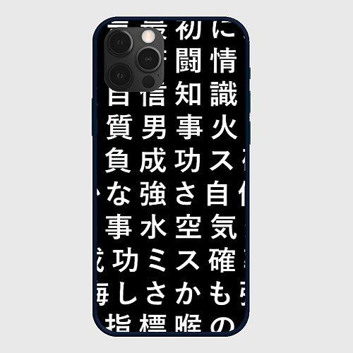 Чехол iPhone 12 Pro Max Сто иероглифов на черном фоне / 3D-Черный – фото 1
