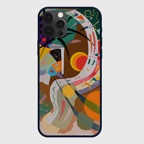 Чехол iPhone 12 Pro Max Искусство Кандинского - Доминирующая кривая / 3D-Черный – фото 1
