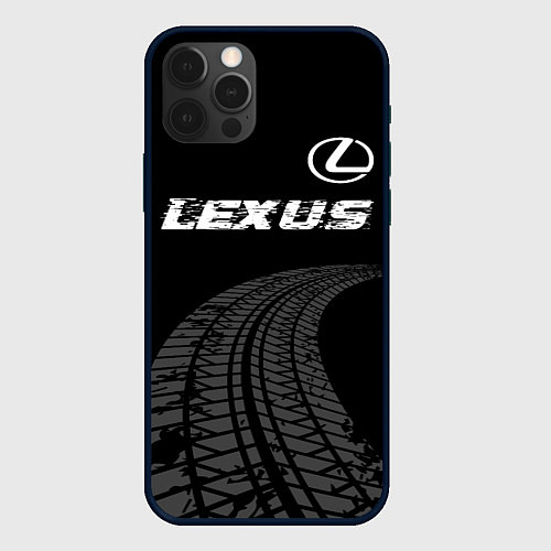 Чехол iPhone 12 Pro Max Lexus speed на темном фоне со следами шин: символ / 3D-Черный – фото 1