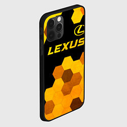 Чехол для iPhone 12 Pro Max Lexus - gold gradient: символ сверху, цвет: 3D-черный — фото 2