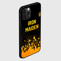 Чехол для iPhone 12 Pro Max Iron Maiden - gold gradient: символ сверху, цвет: 3D-черный — фото 2