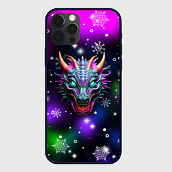 Чехол iPhone 12 Pro Max Неновый дракон
