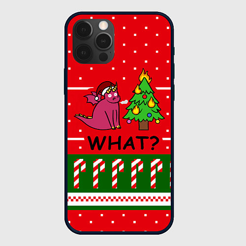 Чехол iPhone 12 Pro Max Дракон и елка / 3D-Черный – фото 1