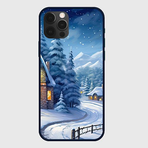 Чехол iPhone 12 Pro Max Новогодний домик / 3D-Черный – фото 1