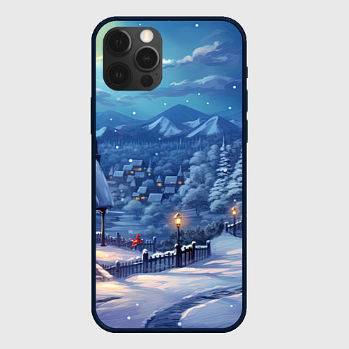 Чехол iPhone 12 Pro Max Предновогоняя ночь / 3D-Черный – фото 1