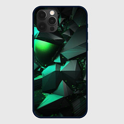 Чехол для iPhone 12 Pro Max Зеленые абстрактные объекты, цвет: 3D-черный