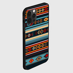 Чехол для iPhone 12 Pro Max Этнический орнамент в горизонтальную полоску, цвет: 3D-черный — фото 2