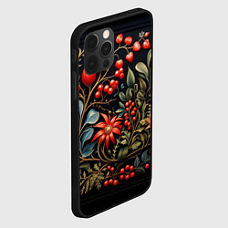 Чехол для iPhone 12 Pro Max Новогодние ягоды и цветы, цвет: 3D-черный — фото 2