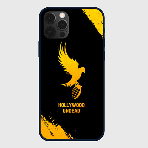 Чехол iPhone 12 Pro Max Hollywood Undead - gold gradient / 3D-Черный – фото 1