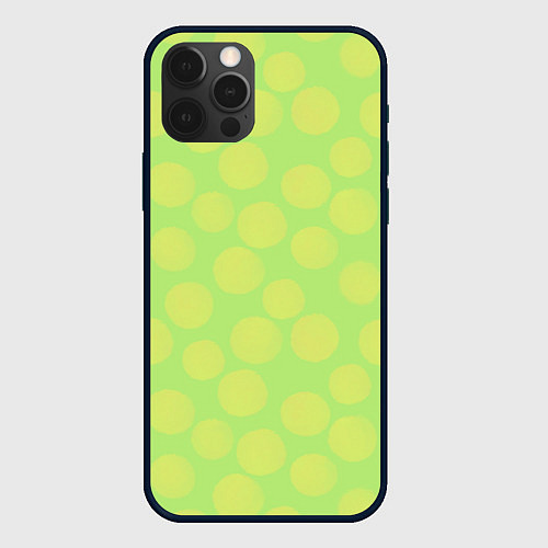 Чехол iPhone 12 Pro Max Зеленый крупный горох геометрический орнамент / 3D-Черный – фото 1